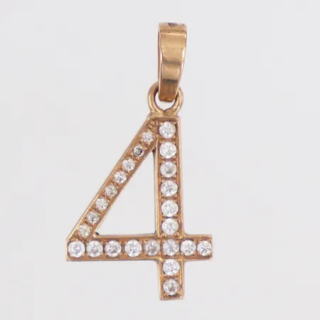 Hänge siffran 4 vita stenar längd 33mm, bredd 16,8mm, 18K Vikt: 3,7 g