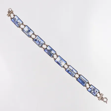 Armband emaljplattor längd 19cm, bredd 10,4mm, metall 