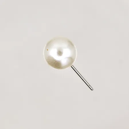 Udda örhänge med imitationspärla Ø10mm, vitmetall