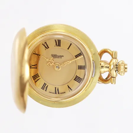 Fickur savonett Uhlmann Geneve manuell Ø36mm, framboett samt bakboett 18K, bruttovikt: 19,7gram