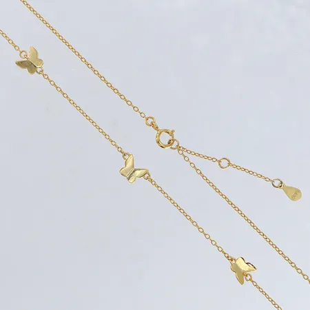 Collier med fjärilar justerbar längd 42-45cm bredd 0,5-5mm Glitter International Ab förgyllt Silver 925/1000 Vikt: 1,9 g