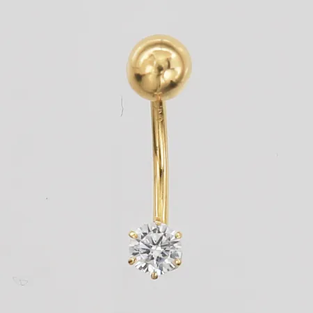 Navelpiercing med vit sten, längd 18mm, bredd 5mm, 18K Vikt: 0,6 g