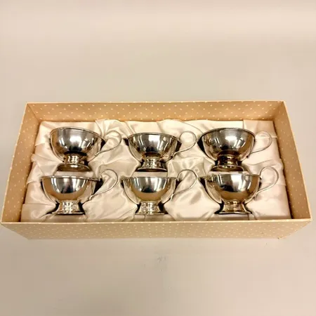 6 punschkoppar, höjd 50mm, förgylld insida, GAB år 1962, 830/1000 silver Vikt: 203,4 g