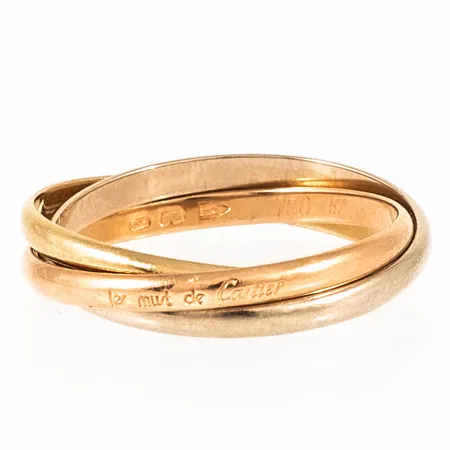 Ring Les must de Cartier Trinity stl:57 (18¼) bredd ca 4mm (varje ring ca 2mm bred), gul/vit roséguld 18K 4,0g. 