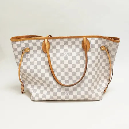 Väska Louis Vuitton Neverfull Damier Azur MM, modell N41605, datum kod AR01448, ca 32x30x16cm, invändiga fläckar, bruksslitage, kvitto 2018 Stockholm, dustbag, original kartong.  Vikt: 0 g