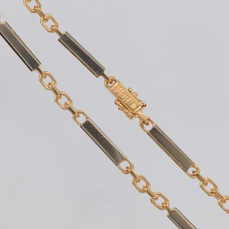 Kedja Ankar med stavar, ca 43cm, bredd 4mm, Stockholm år 1999, tvåfärgad, 18K Vikt: 57,5 g
