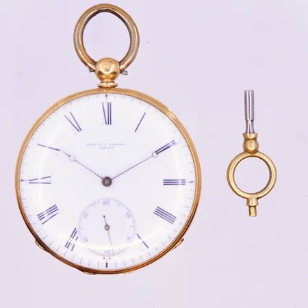 Fickur Girard A Geneve manuell Ø45 mm liten sekundvisare inreboett metall fungerar vid testtillfället nyckel medföljer 18K.