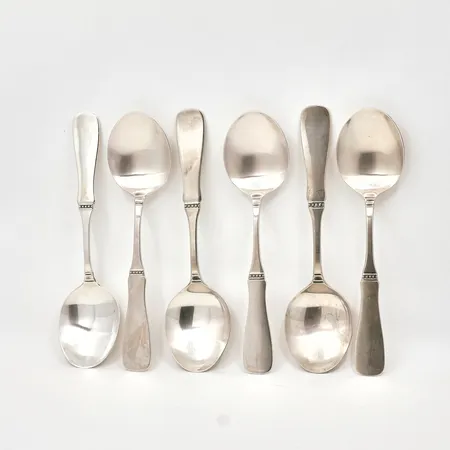 6 Bordsskedar modell Uppsala, längd: ca 16,2cm, silver 830/1000 Vikt: 195,8g Vikt: 195,8 g
