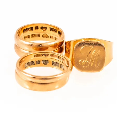Diverse defekt/graverat guld 18K 16,1g. 