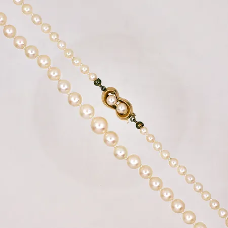 Pärlcollier odlade saltvattenpärlor dosserat Ø4-8mm, lås i 18K med pärlor, längd: 50cm, bredd: 9mm, Bruttovikt: 21,8g Vikt: 21,8 g