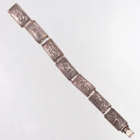 Armband plattor motiv längd 18cm, bredd 13,5mm, 830/1000 silver Vikt: 20,3 g