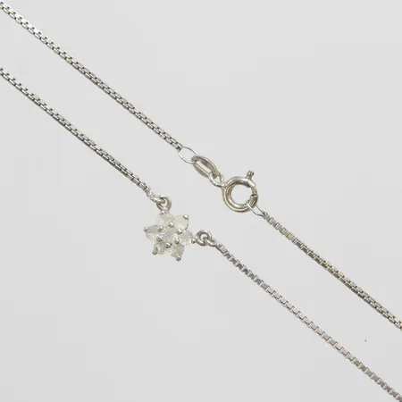 Collier med intrigerat hänge med vita stenar Ankar länk längd: 41cm, bredd: 1,1mm, silver 925/1000  Vikt: 4 g
