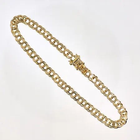 Armband Bismarck längd 20cm, bredd 4,9mm, kistlås, svenska stämplar, 18K Vikt: 7,4 g