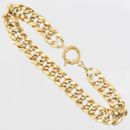 Armband Pansar längd 19,5cm, bredd 10mm, manglad modell, ihålig, bucklor, 18K Vikt: 7,7 g