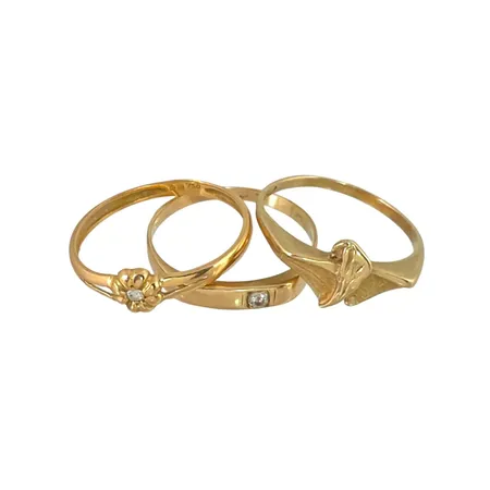 Diverse ringar, 14K guld, vikt 3,2g, 18K guld, vikt 1,2g, slitage