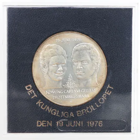 Samlarmynt, Det kungliga bröllopet år 1967, 50kr, etui, 925/1000 silver. Vikt: 25 g