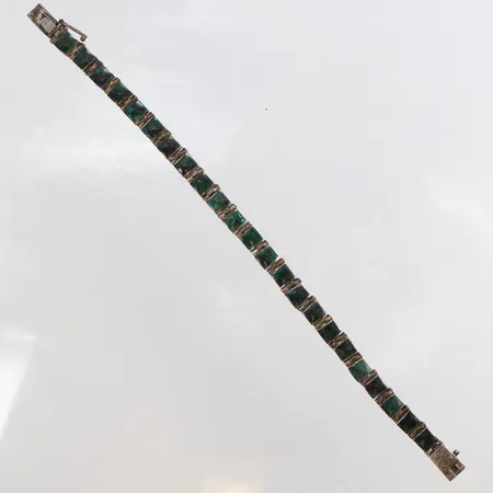 Armband med lapis lazuli gröna, längd 18 cm, bredd 5,8mm, 830/1000 silver. Vikt: 14,6 g