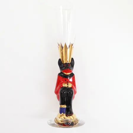 Snappsglas Orrefors Nobel Djävulsglas formgivare Gunnar Cyrén, 16,5cm, röd, etikettmärkt, monogramsignerad,  Vikt: 0 g
