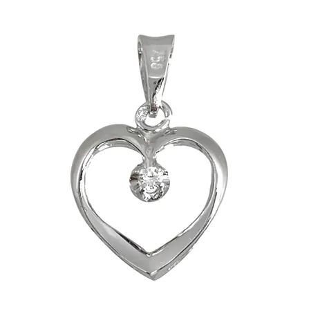 Hänge Hjärta i 18K vitguld med Diamant 0,015ct, svensk kontrollstämpel, längd inkl. ögla 19 mm, bredd 12 mm, fint skick Vikt: 1,1 g