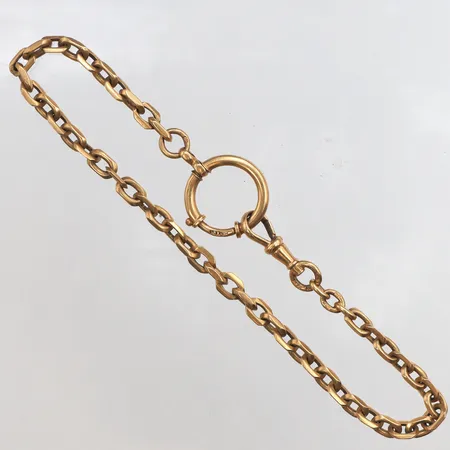 Klockkedja, längd 28,5cm, bredd 3,2-20,3mm, 18K. Vikt: 26,3 g