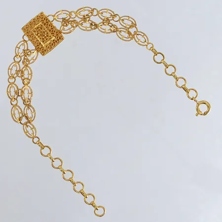 Armband med filigranarbete justerbar längd 14-17cm bredd 4-14mm 21K Vikt: 6,4 g
