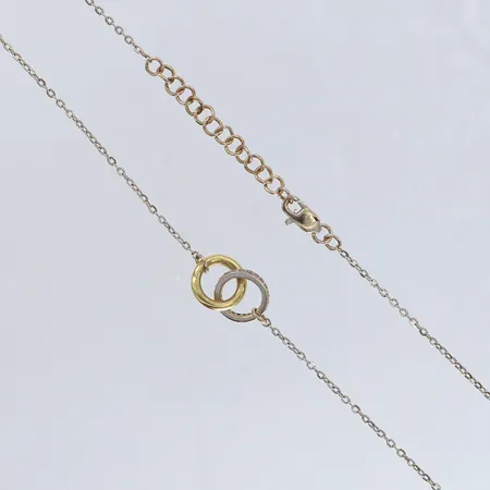 Collier med stenar längd 42-45cm bredd 1-9mm tvåfärgat 18K.  Vikt: 3,7 g