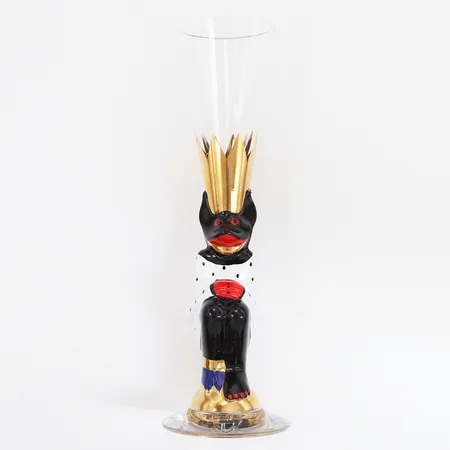 Snappsglas Orrefors Nobel Djävulsglas formgivare Gunnar Cyrén, 16,5cm, vit, etikettmärkt, monogramsignerad Vikt: 0 g