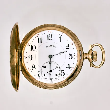 Fickur ILLinois Elgin Giant Ø50mm, liten sekundvisare, boett-nr: 194852, verk-nr: 3915790 funktionstestad, innerboett guld, 14K Bruttovikt: 100g