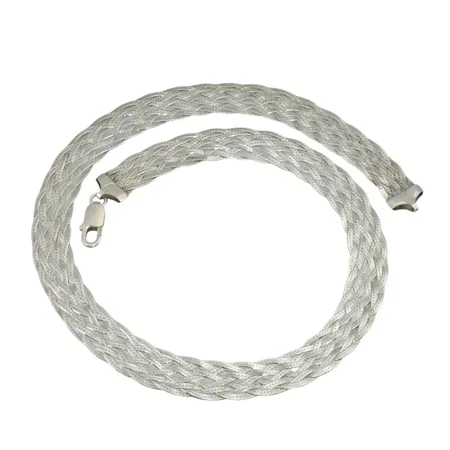 Collier Guldfynd silver 925/1000, flätad modell, längd 44,5 cm, bredd 11 mm Vikt: 19,6 g