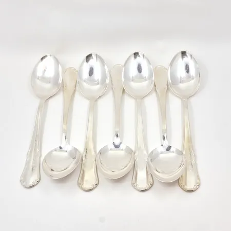 7 Bordsskedar, längd 17,5cm, Svenskstämplad, 830/1000 Silver Vikt: 328,8 g