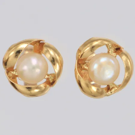Örhängen med odlade pärlor, 13x7mm, 18K Vikt: 1 g