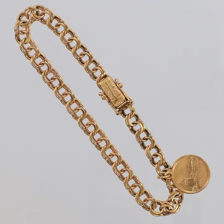 Armband Bismarck med berlock längd 17,5cm, bredd 5mm, 18K Vikt: 10,8 g