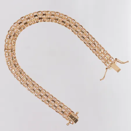 Armband X-länk med stav längd 19cm, bredd 8,3mm, Royalpieces AB, ena låsåtta något skevt, 18K  Vikt: 14,3 g