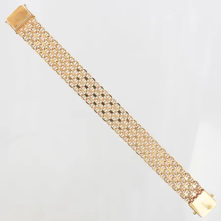 Armband X-länk med stav längd 18,5cm, bredd 16mm, stämplad HGA, 18K Vikt: 30,9 g
