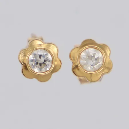 Örhängen med vita stenar, 11x5mm, 18K Vikt: 0,6 g