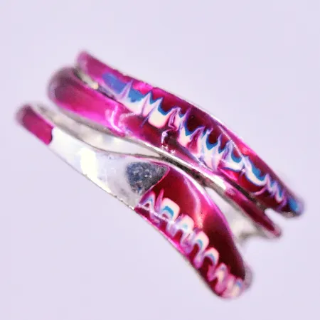 Ring stl:16 emalj skadad silver 925/1000. Vikt: 4,4 g