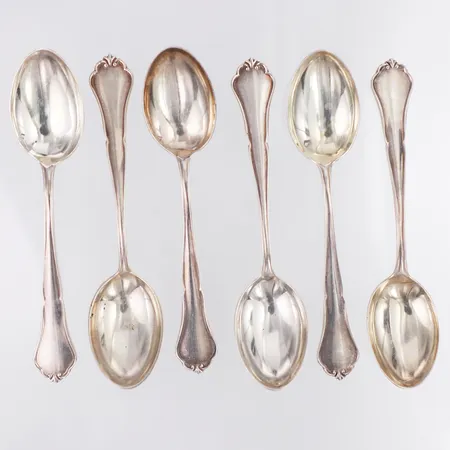 6 teskedar modell Hansa CGH längd 12cm, 830/1000 silver Vikt: 111,5 g