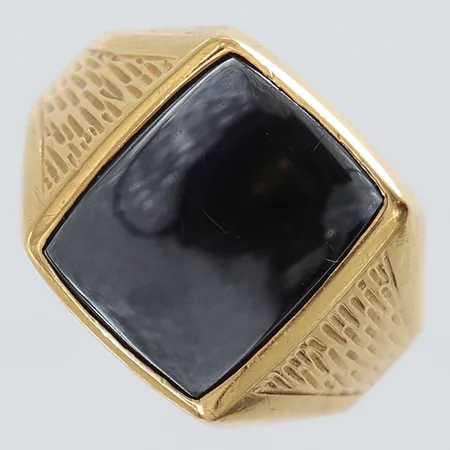 Klackring med hematit stl:¼ bredd 15mm 18K Vikt: 6,1 g