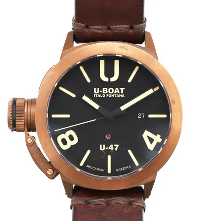 Herrur U-Boat Italo Fontana U-47 glass 7797, Ø48mm, N.0699, serienr:23.9.2022, certifikat, originalbox, dustfilt, ytterkartong, extra etui, batteribyte krävs, ej funktionstestad.