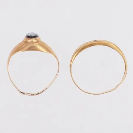 2 ringar sten buckliga 18K Vikt: 3 g