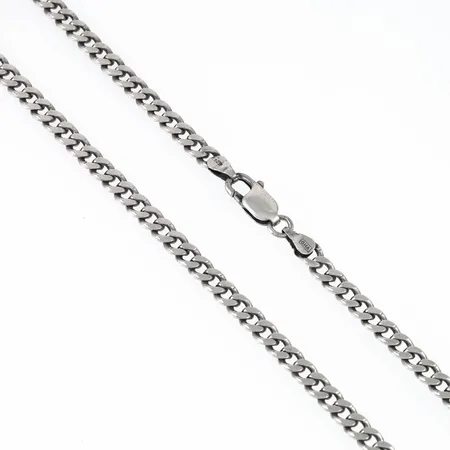 Kedja Pansar längd 52cm bredd 5,5mm, defekta ändöglor, silver 925/1000 31,1g. 