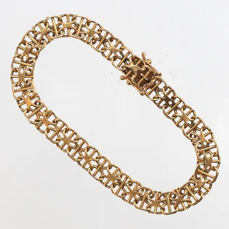 Armband X-länk med stav, längd 18,5cm, bredd 7,5mm, 18K. Vikt: 13,1 g