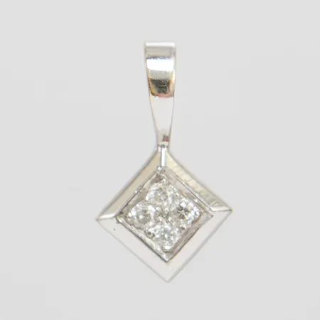 Hänge med diamanter 4x 0,01ct, vitguld, 14K Vikt: 0,9 g