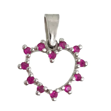 Hänge Hjärta silver 830/1000 rosa stenar, längd inkl. ögla 20 mm, bredd 15 mm, oidentifierad tillverkarstämpel, stenar utan anmärkning Vikt: 1,3 g