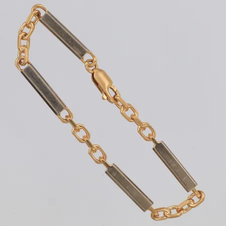 Armband Ankar med stavar, ca 15,5cm, bredd 4mm, tvåfärgad, 18K  Vikt: 19,9 g