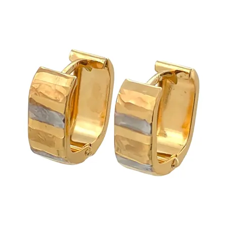 Örhängen Creoler i 14K guld tvåfärgad modell, storlek 13 x 13,5 mm, tjocklek 6 mm, fint skick Vikt: 2,1 g