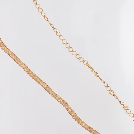 Collier genombruten länk med vita stenar längd 35-43,5cm, skev, 22K Vikt: 16,2 g