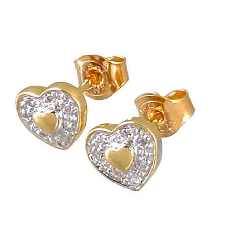 Diamantörhängen Hjärtan i 18K guld Guldfynd (GHA), Diamanter 14 x 0,003ct, storlek 7x8 mm, originalploppar, fint skick Vikt: 2 g
