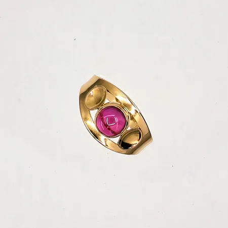Ring med rosa sten stl16, bredd: ca 2-10mm, 18K Vikt: 1,7 g