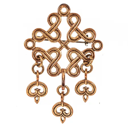 Brosch Kalevala Koru Finland bredd 40,8mm längd 65,5mm, brons 10,8g. 